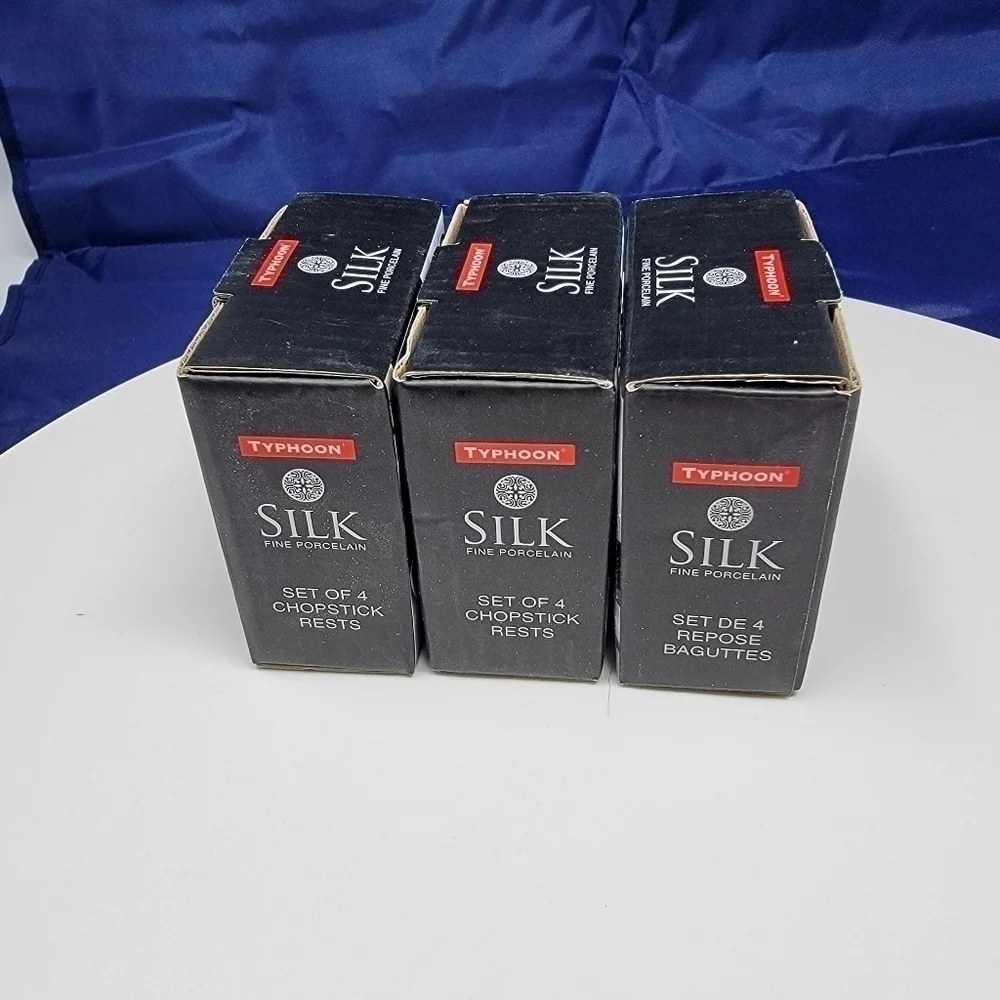 NEW Typhoon Silk Fine Porcelain Chopstick rests 3 sets of 4 total 0f 12 T55